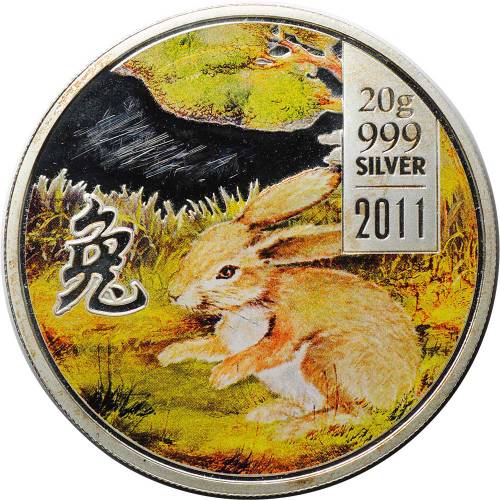 Монета 2 доллара 2011 Кролик влево Острова Кука
