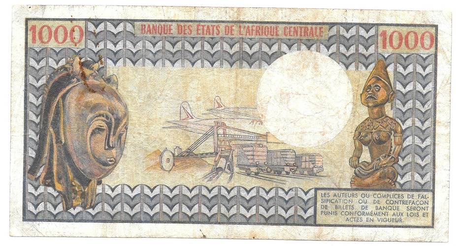 Банкнота 1000 франков 1974 -1978 Габон