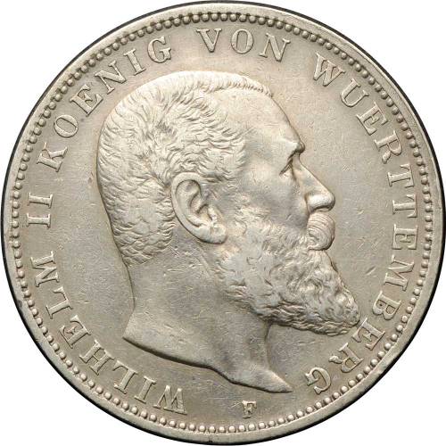 Монета 3 марки 1908 F Вюртемберг Германия