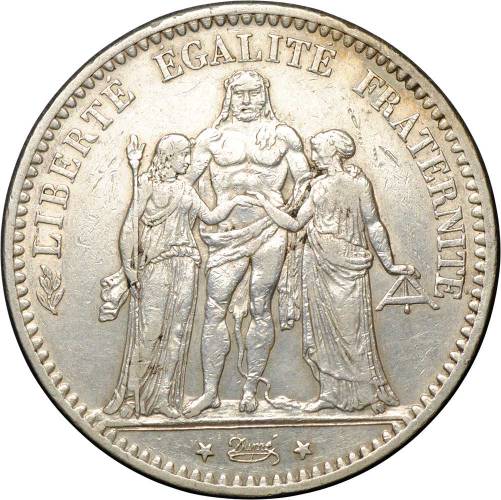 Монета 5 франков 1875 A Геркулес и музы Франция