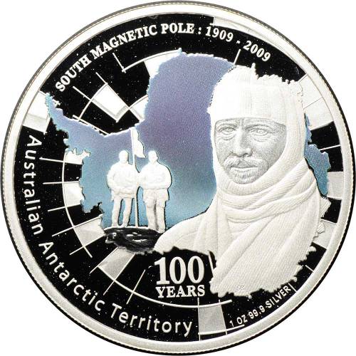 Монета 1 доллар 2009 Австралийская антарктическая территория Южный магнитный полюс Австралия