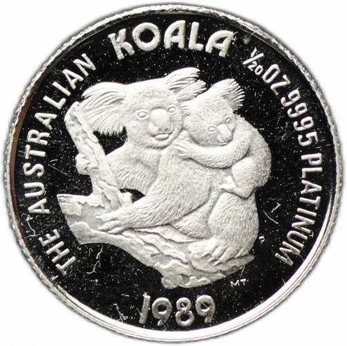 Монета 5 долларов 1989 Австралийская Коала платина Австралия