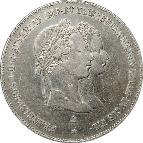 Монета 1 гульден 1854 Свадьба Франца Иосифа I Австрия