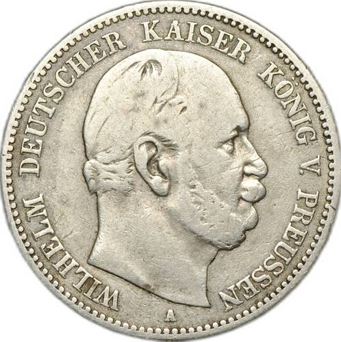 Монета 2 марки 1877 A Пруссия Германия