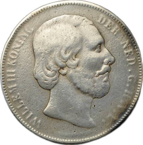 Монета 2 1/2 гульдена 1865 Нидерланды