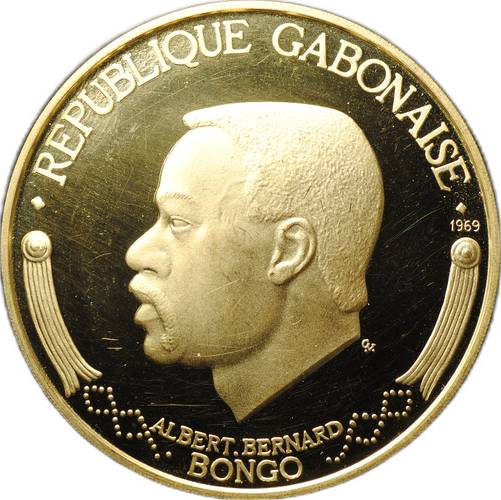Монета 20000 франков 1969 Аполлон 11 Полет на Луну Габон