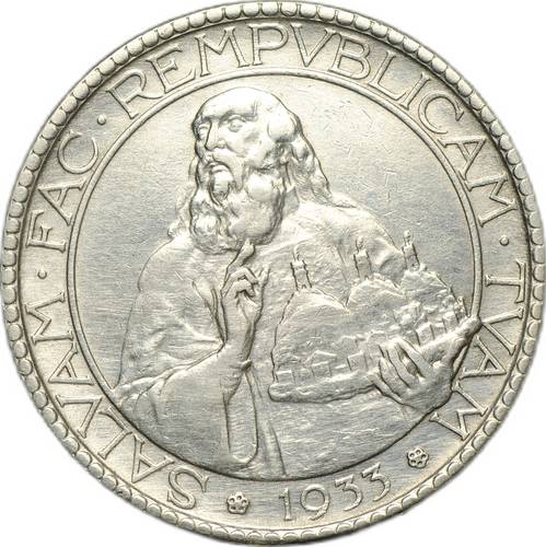 Монета 20 лир 1933 Сан-Марино