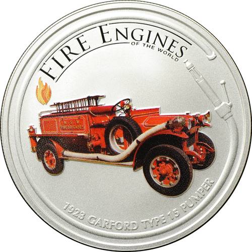 Монета 1 доллар 2006 Пожарный автомобиль Гарфорд 1923 Острова Кука
