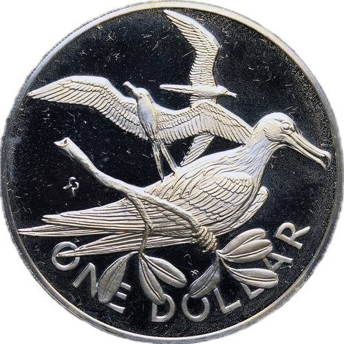 Монета 1 доллар 1974 Птицы PROOF Британские Виргинские острова