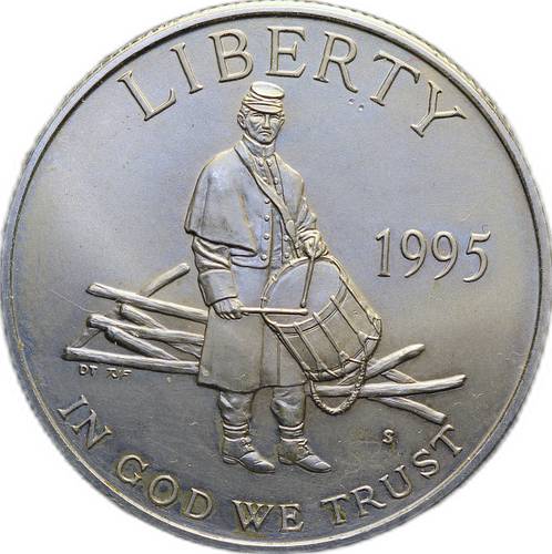 Монета 50 центов 1995 S Поля сражений Гражданской войны Барабанщик UNC США