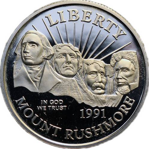 Монета 50 центов 1991 S Национальный мемориал на горе Рашмор PROOF США