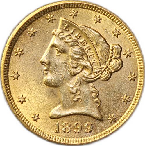 Монета 5 долларов 1899 США