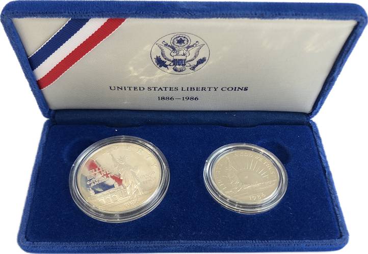 Набор монет 1 доллар, 50 центов 1986 100 лет статуе Свободы США