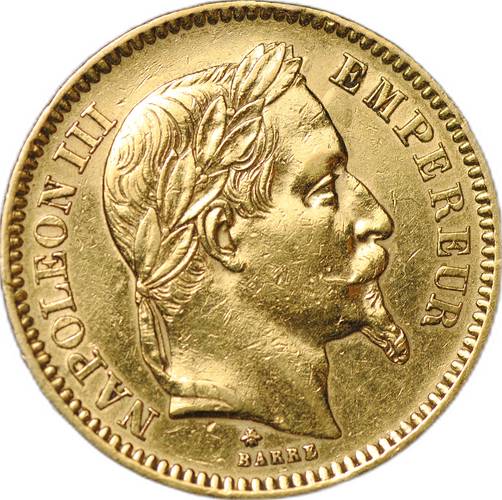 Монета 20 франков 1864 A Франция