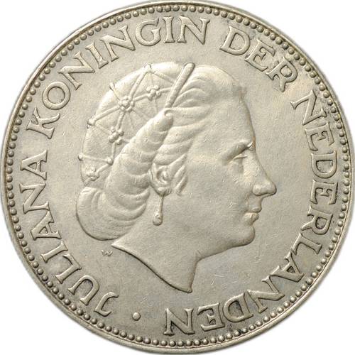 Монета 2 1/2 гульдена 1964 Нидерланды