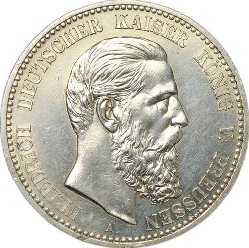 Монета 5 марок 1888 А Пруссия Германия