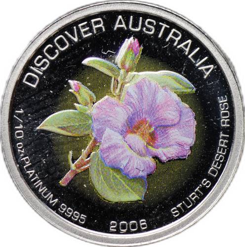 Монета 15 долларов 2006 Откройте Австралию - Пустынная роза платина Австралия