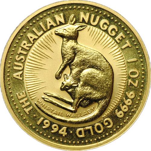 Монета 100 долларов 1994 Австралийский самородок Кенгуру Австралия