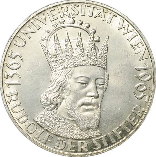 Монета 50 шиллингов 1965 600 лет Венскому университету Австрия