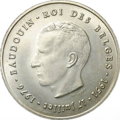 Монета 250 франков 1976 25 лет правлению Короля Бодуэна I Бельгия