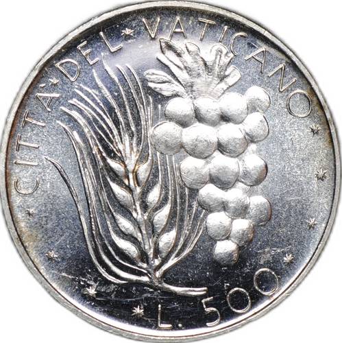 Монета 500 лир 1975 Ватикан