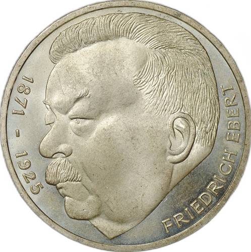 Монета 5 марок 1975 J 50 лет со дня смерти Фридриха Эберта Германия ФРГ