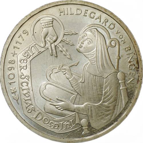 Монета 10 марок 1998 A 900 лет со дня рождения Хильдегард из Бингена Германия