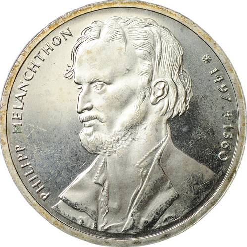 Монета 10 марок 1997 J 500 лет со дня рождения Филиппа Меланхтона Германия
