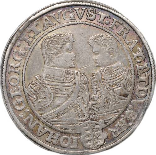 Монета 1 талер 1607 Кристиан II, Иоган Георг I и Август Три брата Саксония