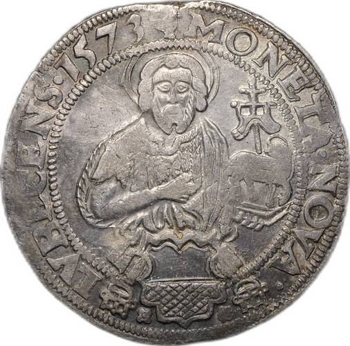 Монета 1/2 талера (16 шиллингов) 1573 Максимилиан II Любек Священная Римская империя