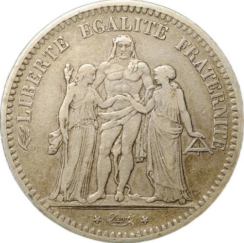 Монета 5 франков 1848 A Франция