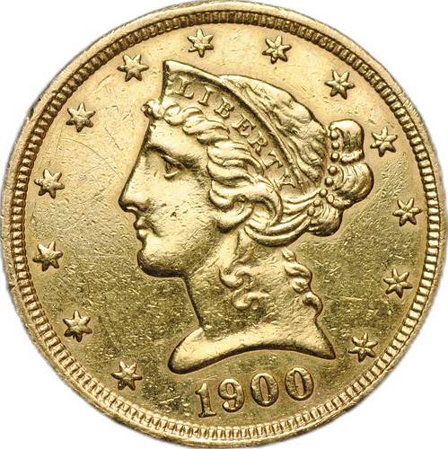 Монета 5 долларов 1900 США
