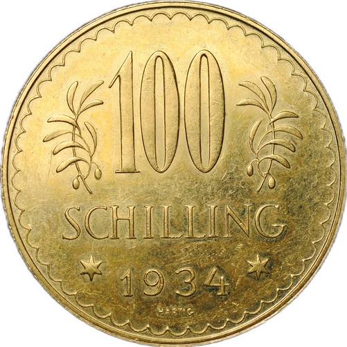 Монета 100 шиллингов 1934 Австрия