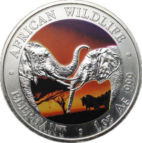 Монета 5000 квач 2002 Африканская природа - Слоны Замбия
