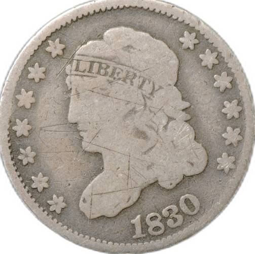 Монета 5 центов 1830 Liberty Cap Half Dime США