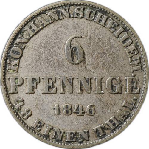 Монета 6 пфеннигов 1846 Лошадь Ганновер