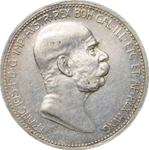 Монета 1 крона 1908 60 лет правлению Австрия
