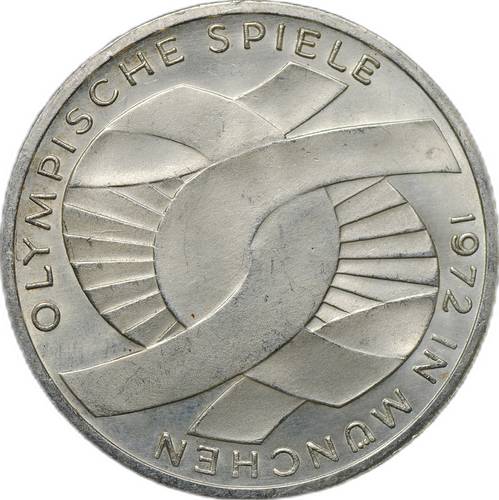Монета 10 марок 1972 G - Карлсруэ XX летние Олимпийские Игры, Мюнхен 1972 - Узел Германия