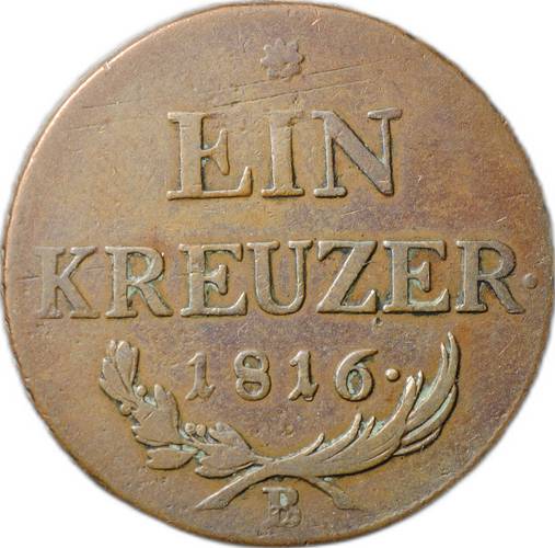 Монета 1 крейцер 1816 B - Кремница Австрия