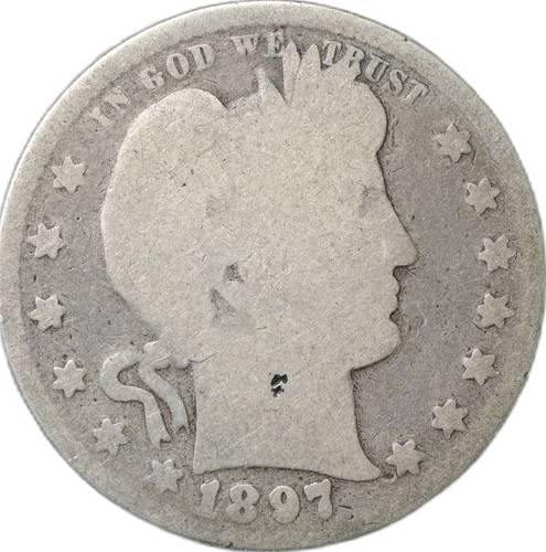 Монета 1/4 доллара (квотер) 1897 Barber Quarter США