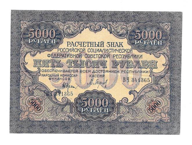 Банкнота 5000 рублей 1919 Барышев