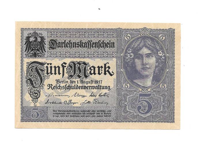 Банкнота 5 марок 1917 Германия Германская Империя