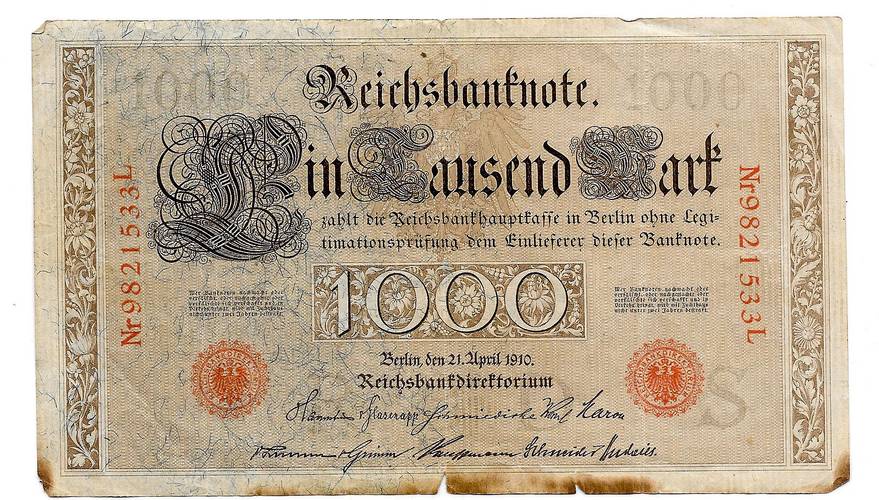 Банкнота 1000 марок 1910 Германия