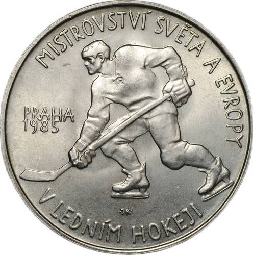 Монета 100 крон 1985 Чемпионат Мира и Европы по хоккею Чехословакия