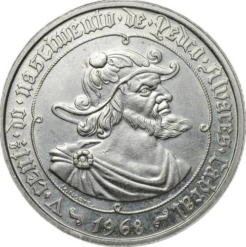 Монета 50 эскудо 1968 500 лет со дня рождения Педру Алвариша Кабрала Португалия