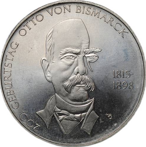 Монета 10 евро 2015 200 лет со дня рождения Отто фон Бисмарка медно-никелевая Германия