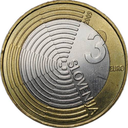 Монета 3 евро 2009 100 лет первому авиаполету Словения