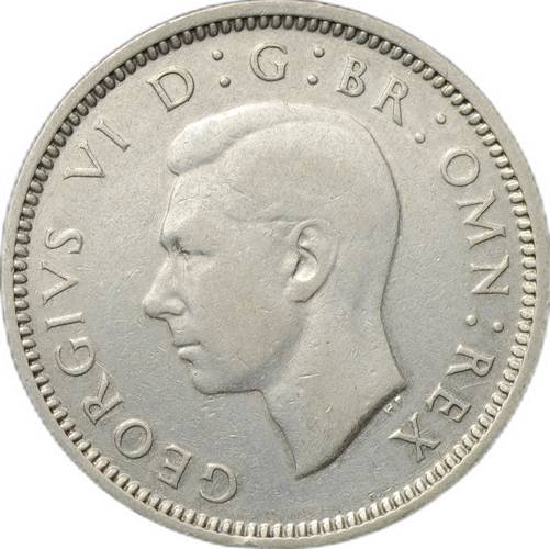 Монета 6 пенсов 1938 Великобритания