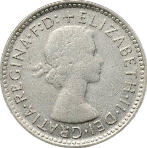 Монета 6 пенсов 1956 Австралия