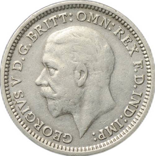 Монета 3 пенса 1933 Великобритания